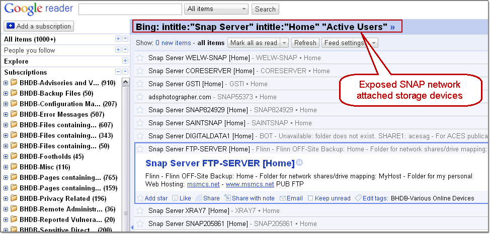 Bing Hacking Alerts by Bishop Fox. Provide real-time vulnerability updates from Bing via convenient RSS feeds. Leverage the Bing Hacking Database (BHDB).